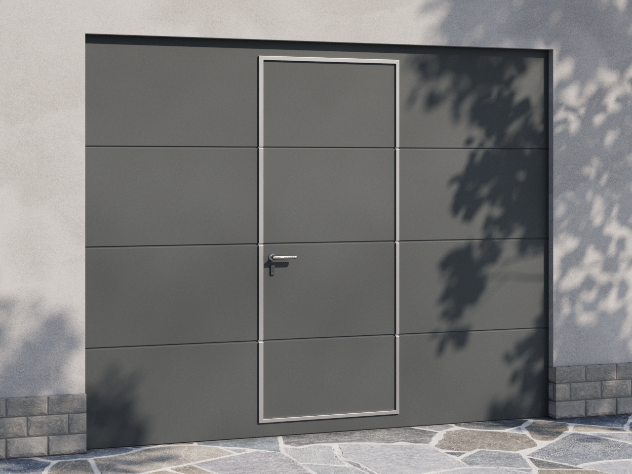 Ворота Alutech Prestige 2500×2125 мм с встроенной калиткой